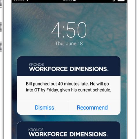 kronos app reminder on cell phone