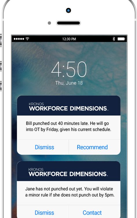 kronos app reminder on cell phone